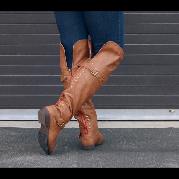 Journee Collection Over-the-Knee Buckle Boots - Picture 2 of 3